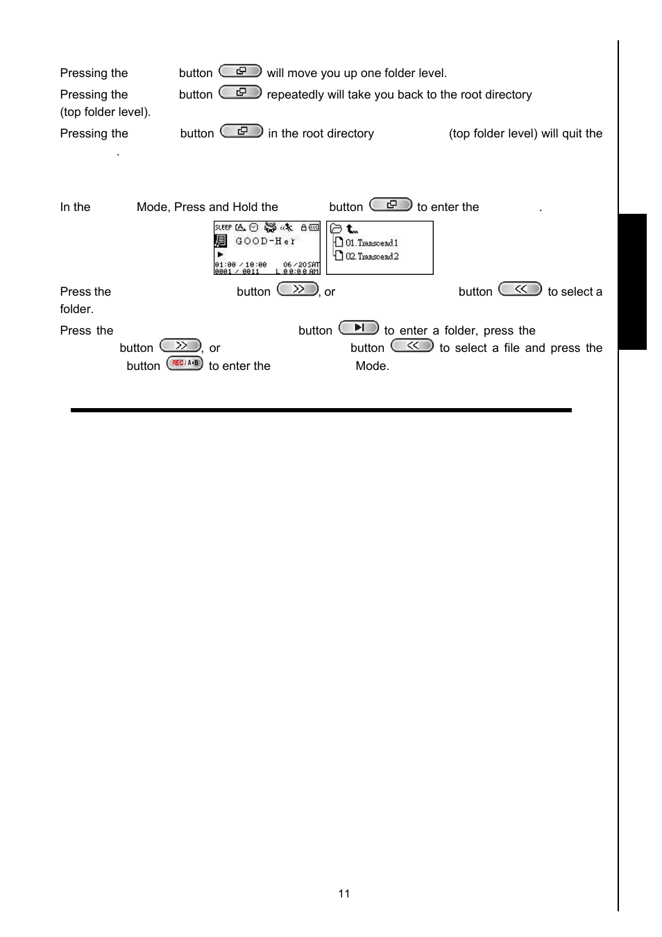 Delete a file in the music mode, Musi c functions | Transcend Information MP630 User Manual | Page 15 / 64