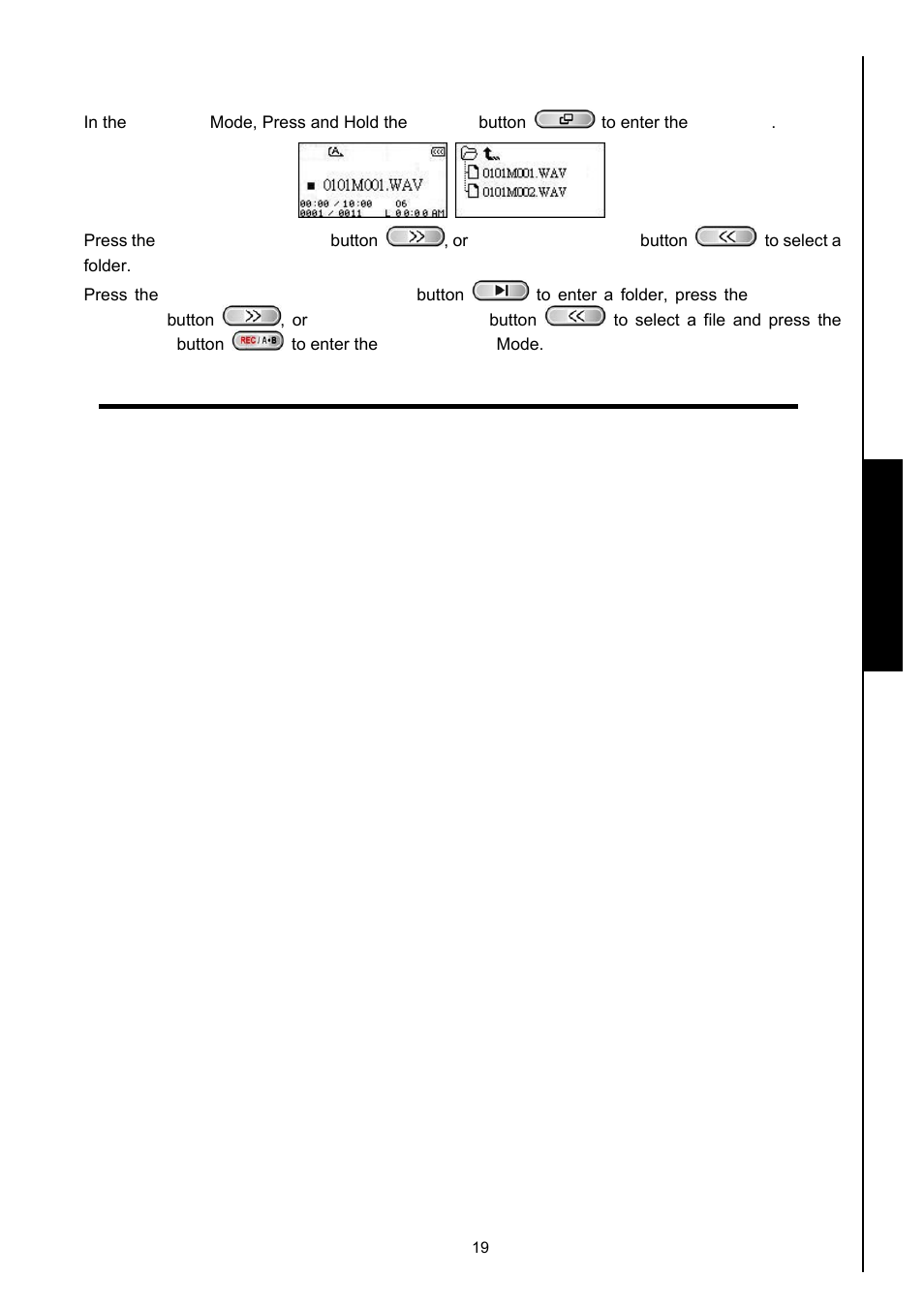 Delete a file in the record mode, Record functions delete a file in the record mode | Transcend Information MP630 User Manual | Page 23 / 64