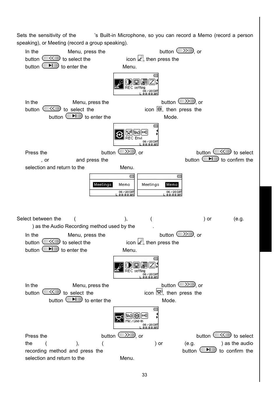 Rec environment, Rec input device, Record settings | Transcend Information MP630 User Manual | Page 37 / 64