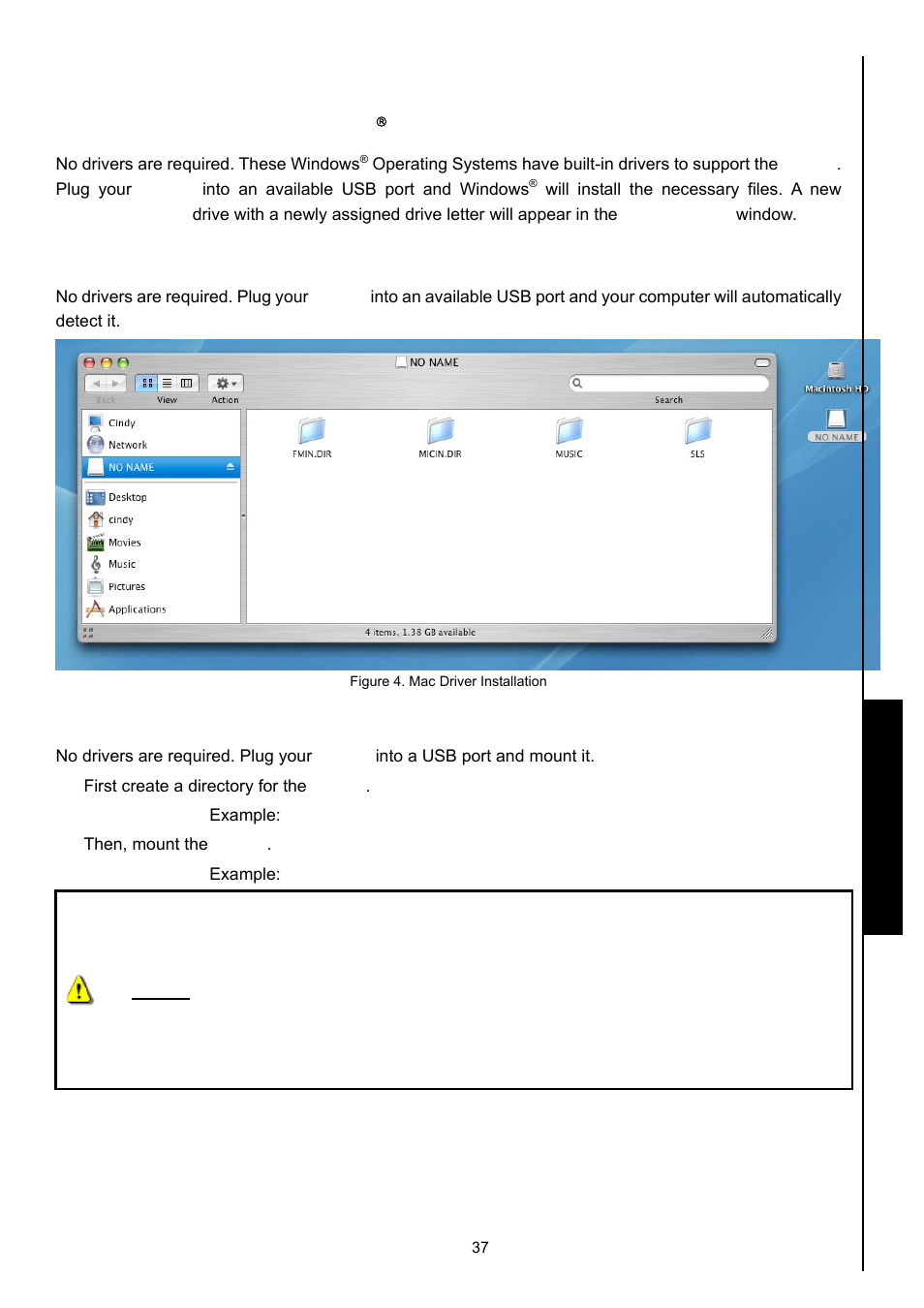 Driver installation, Driver installation for windows, Me, 2000 and xp | Driver installation for mac, Os 10.0, or later, Driver installation for linux, Kernel 2.4, or later, Use with a computer use with a computer | Transcend Information MP630 User Manual | Page 41 / 64