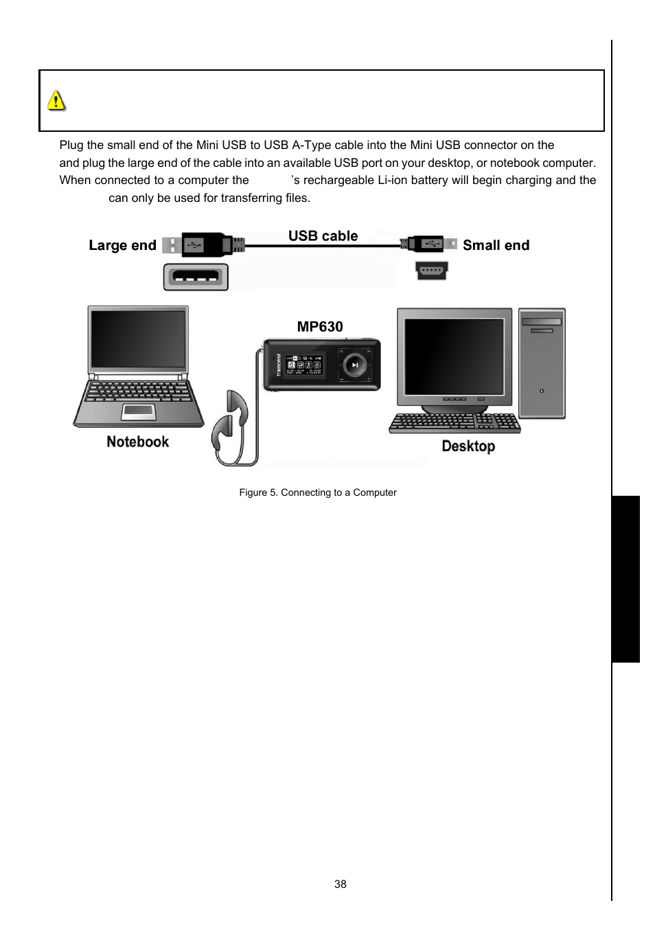 Connecting to a computer, Use with a computer | Transcend Information MP630 User Manual | Page 42 / 64