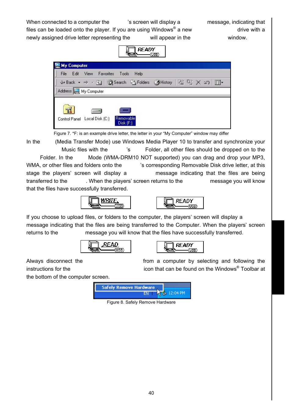 Use with a computer | Transcend Information MP630 User Manual | Page 44 / 64