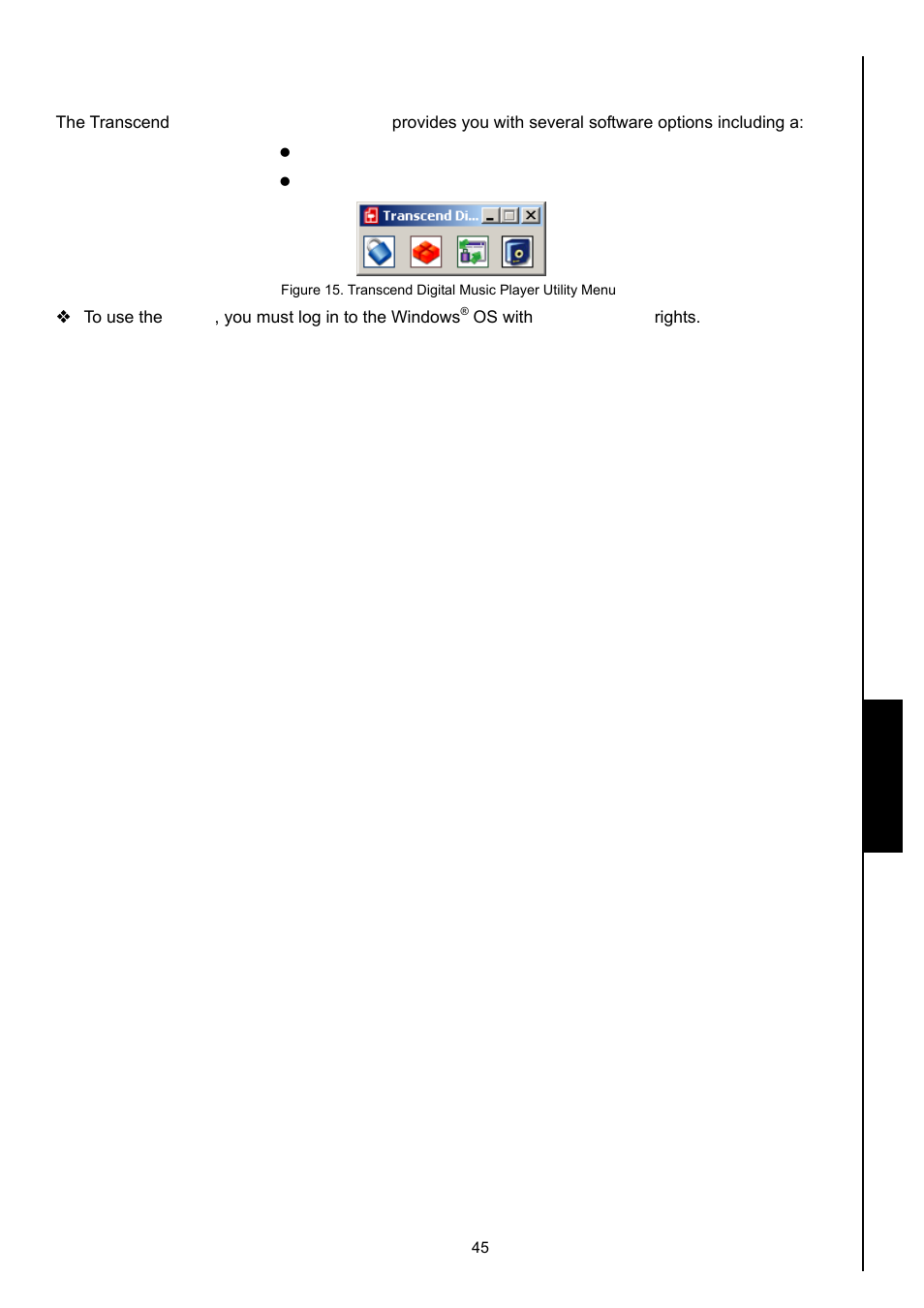 Using the digital music player utility, Utility using the digital music player utility | Transcend Information MP630 User Manual | Page 49 / 64