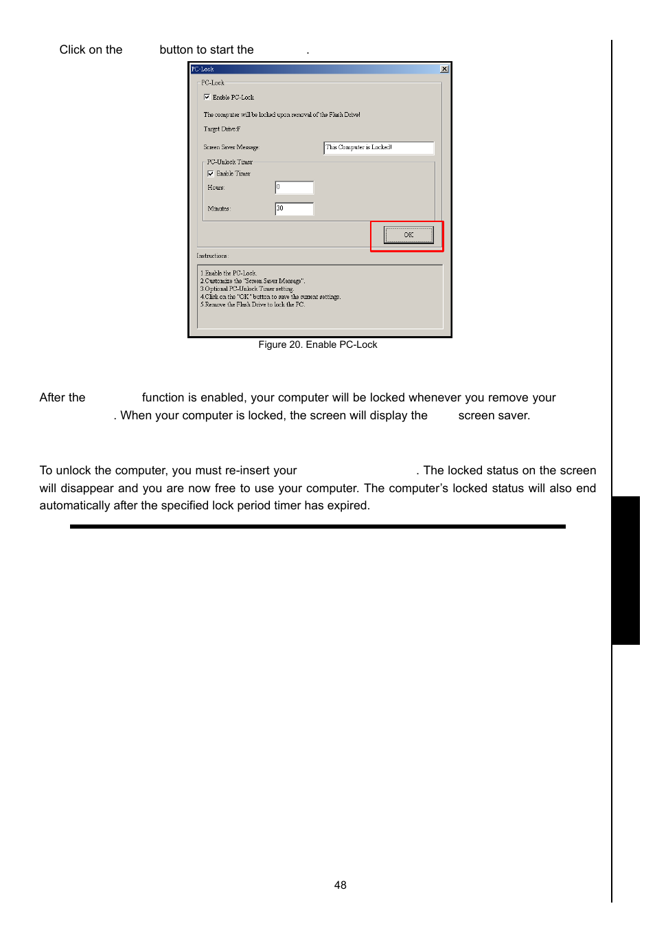 Lock your computer, Unlock your computer, Pc-lock | Transcend Information MP630 User Manual | Page 52 / 64