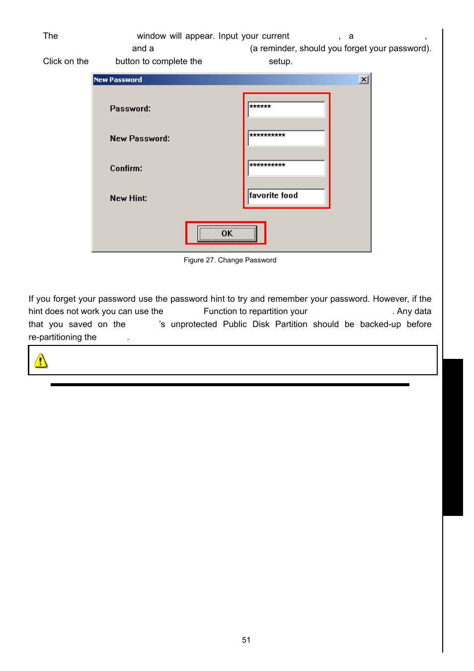 Forgotten your password, Partition & security | Transcend Information MP630 User Manual | Page 55 / 64
