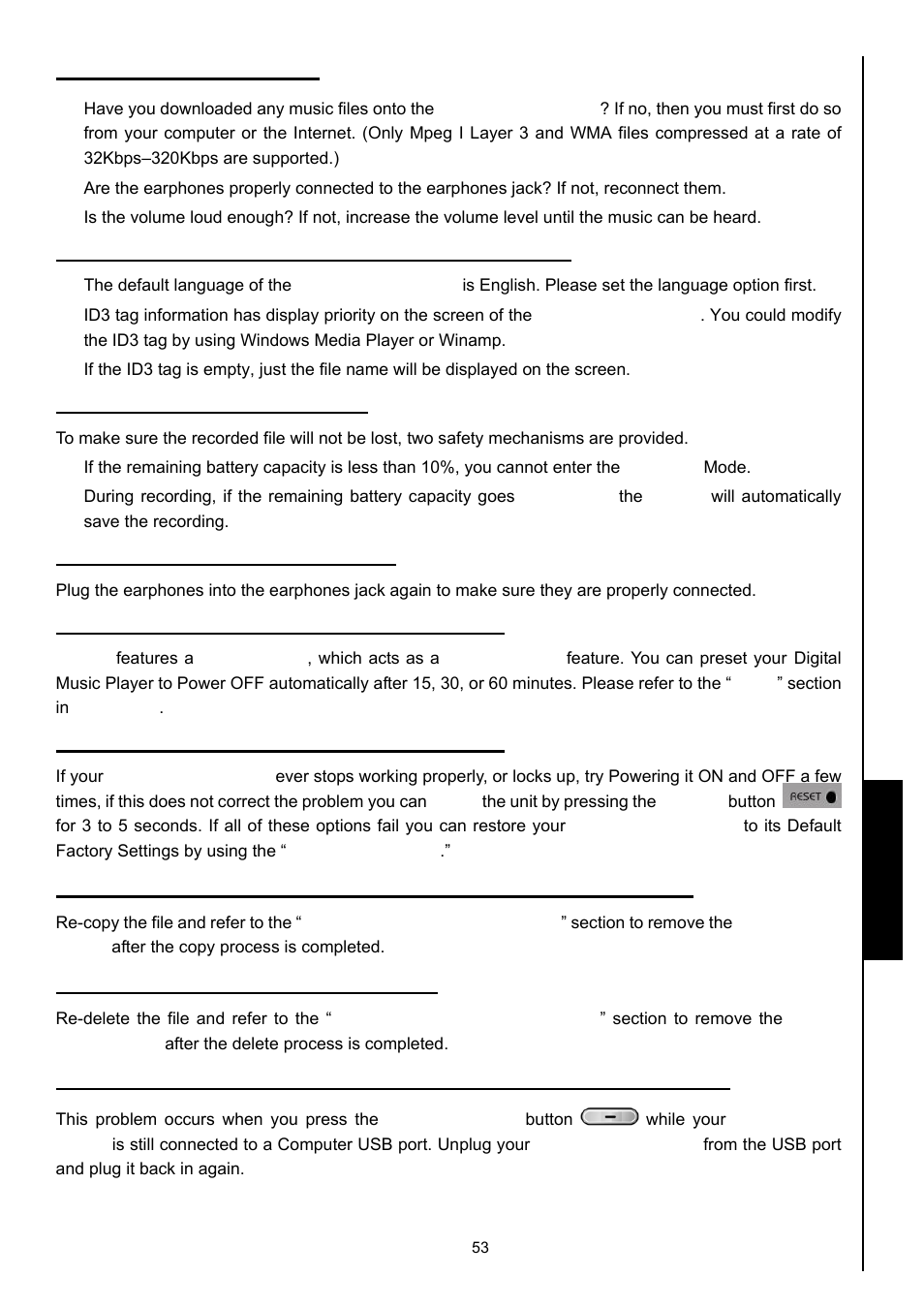 Troubleshooting troubleshooting | Transcend Information MP630 User Manual | Page 57 / 64