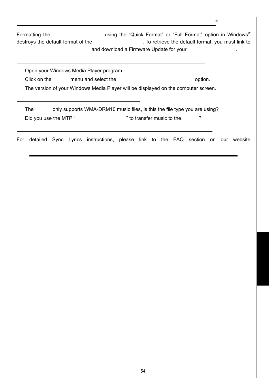 Troubleshooting | Transcend Information MP630 User Manual | Page 58 / 64