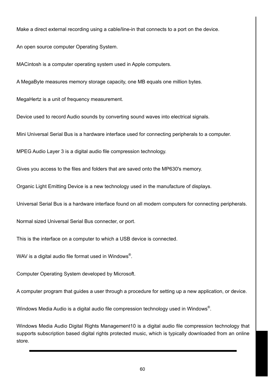 Terminol ogy | Transcend Information MP630 User Manual | Page 64 / 64