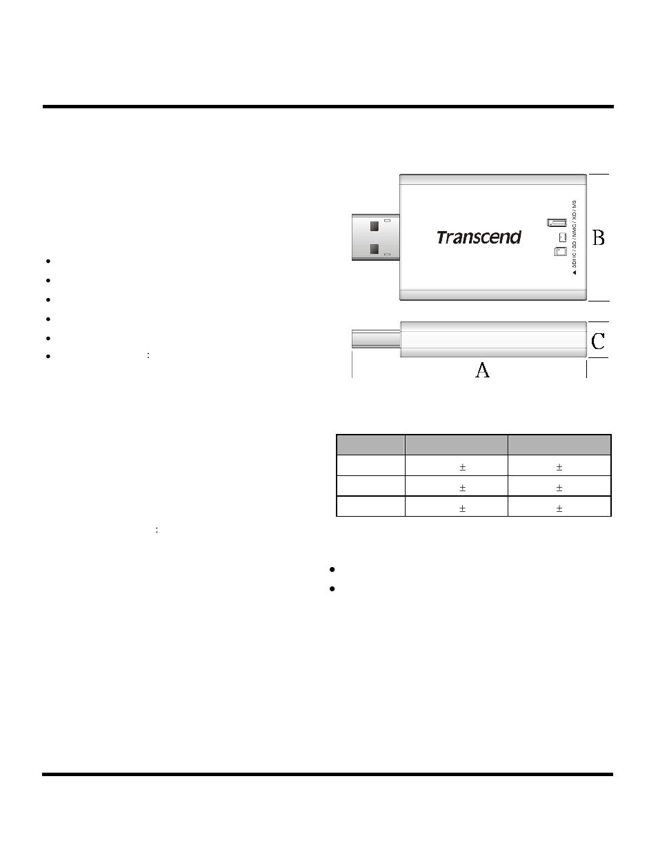 Transcend Information USB2.0 Portable Card Reader TS-RDS6W User Manual | 3 pages