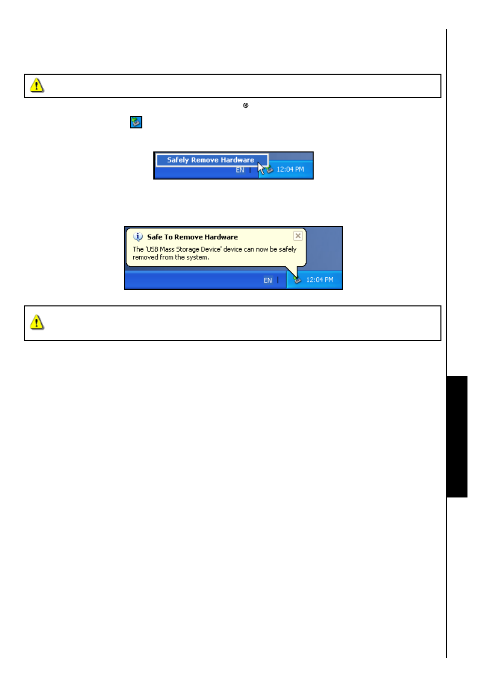 Disconnecting from a computer, Removing the storejet, 5 in windows | 2000, xp and vista, 5 in mac, Os 9.0, or later, 5 in linux, Kernel 2.4, or later, Use with a computer | Transcend Information StoreJet 25 User Manual | Page 14 / 25