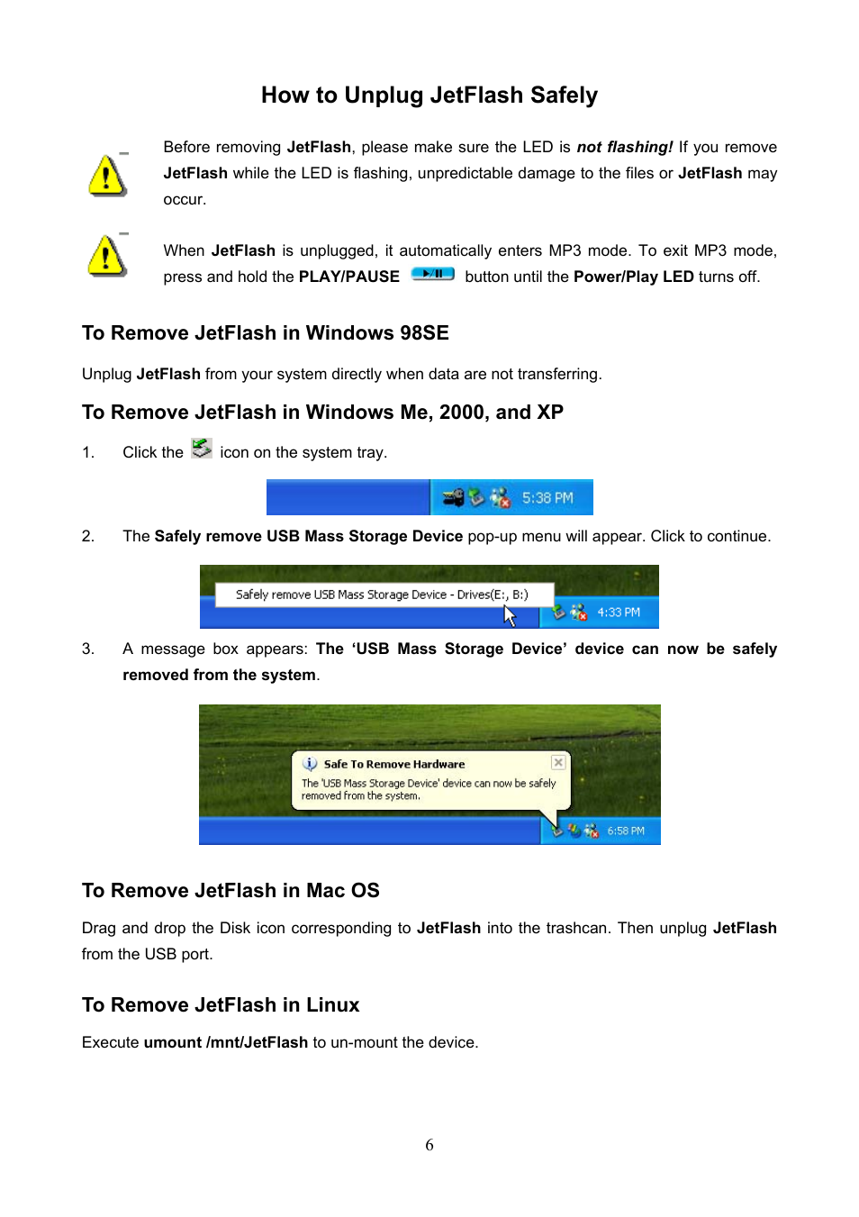 How to unplug jetflash safely | Transcend Information 128 User Manual | Page 9 / 28