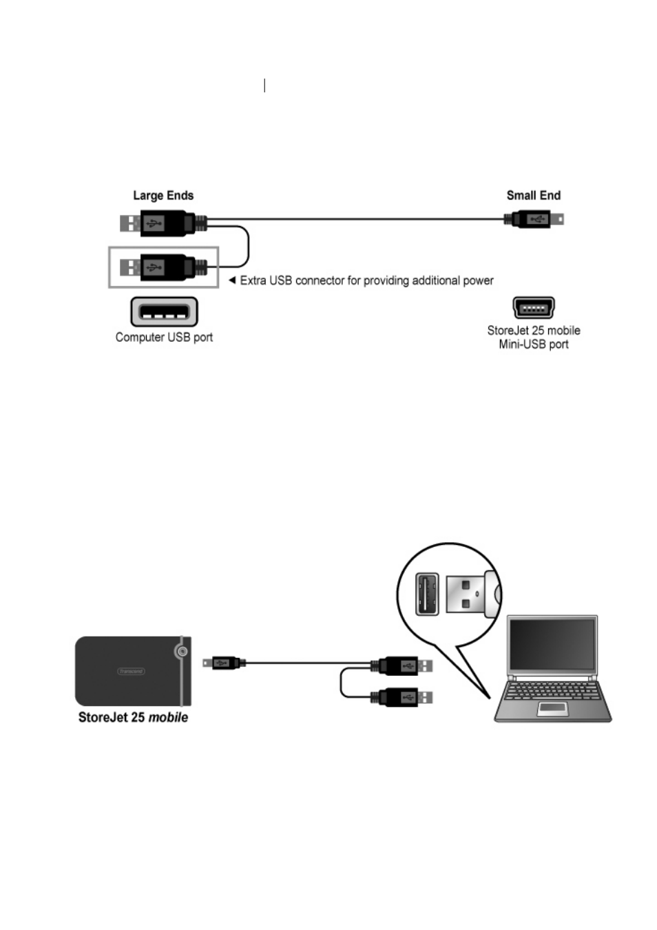 Connecting to a computer | Transcend Information StoreJet TS500GSJ25M-R User Manual | Page 9 / 20