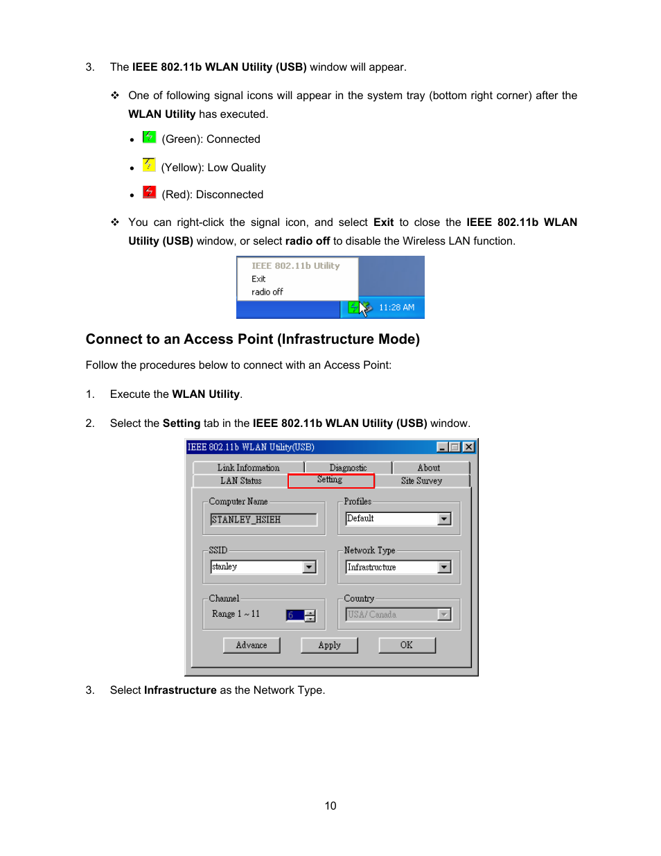 Connect to an access point (infrastructure mode) | Transcend Information 128MB-256MB JetFlash User Manual | Page 12 / 39