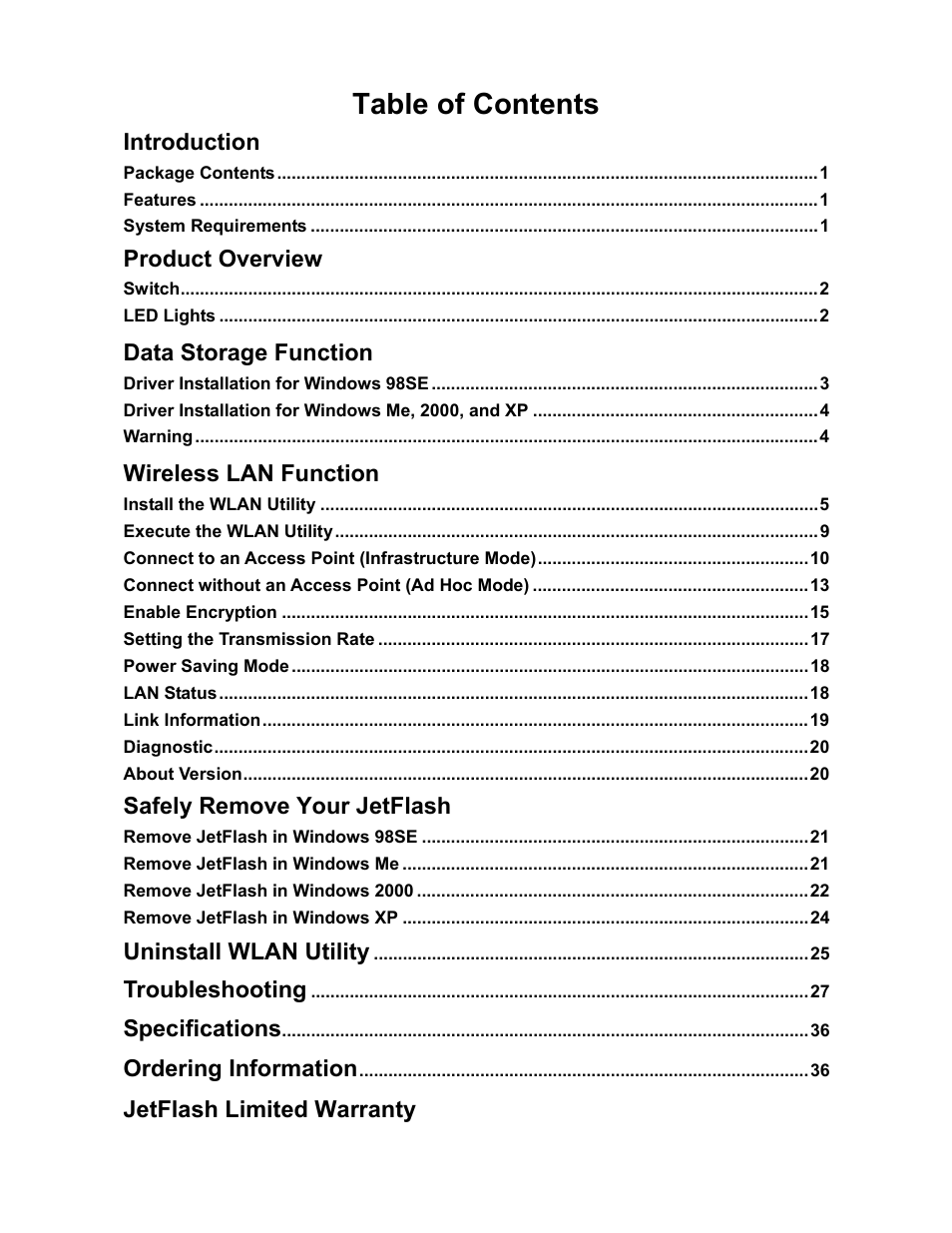 Transcend Information 128MB-256MB JetFlash User Manual | Page 2 / 39