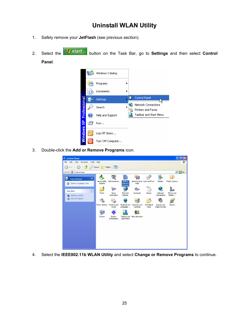 Uninstall wlan utility | Transcend Information 128MB-256MB JetFlash User Manual | Page 27 / 39