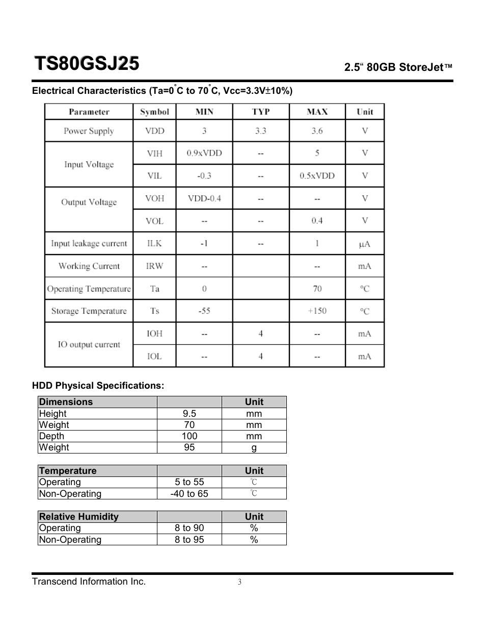 Transcend Information 2.5" 80GB StoreJet TS80GSJ25 User Manual | Page 3 / 4