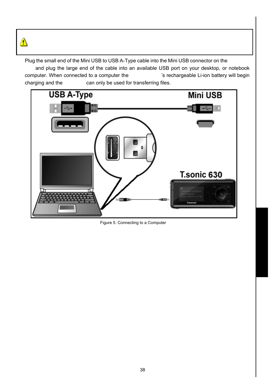 Connecting to a computer, Use with a computer | Transcend Information 630 User Manual | Page 42 / 66