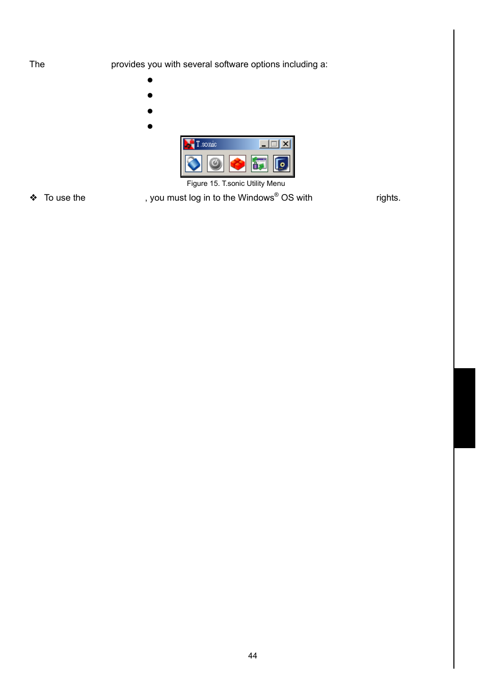 Using the t.sonic utility program, T.sonic utility | Transcend Information 630 User Manual | Page 48 / 66