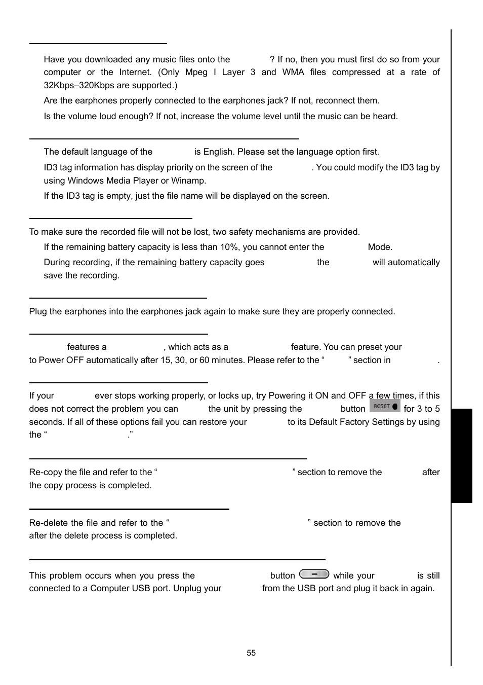 Troubleshooting troubleshooting | Transcend Information 630 User Manual | Page 59 / 66
