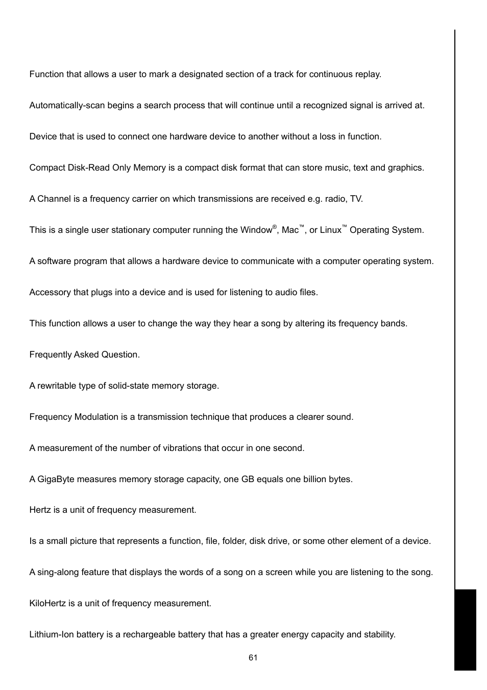 Terminology, Terminol ogy | Transcend Information 630 User Manual | Page 65 / 66