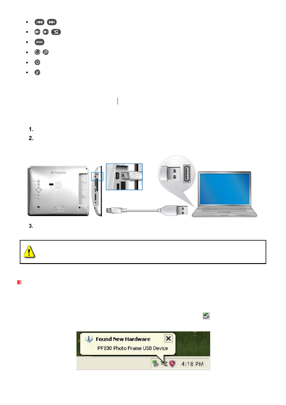 Connecting to a computer, Windows, 2000, xp, vista and 7 | Transcend Information PF830 User Manual | Page 12 / 40