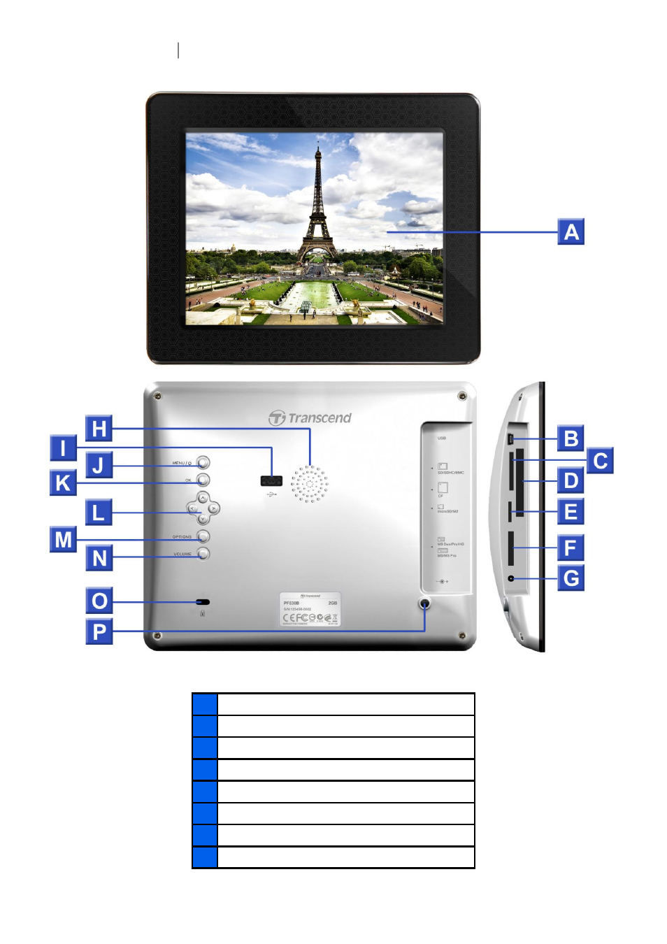 Getting started | Transcend Information PF830 User Manual | Page 6 / 40