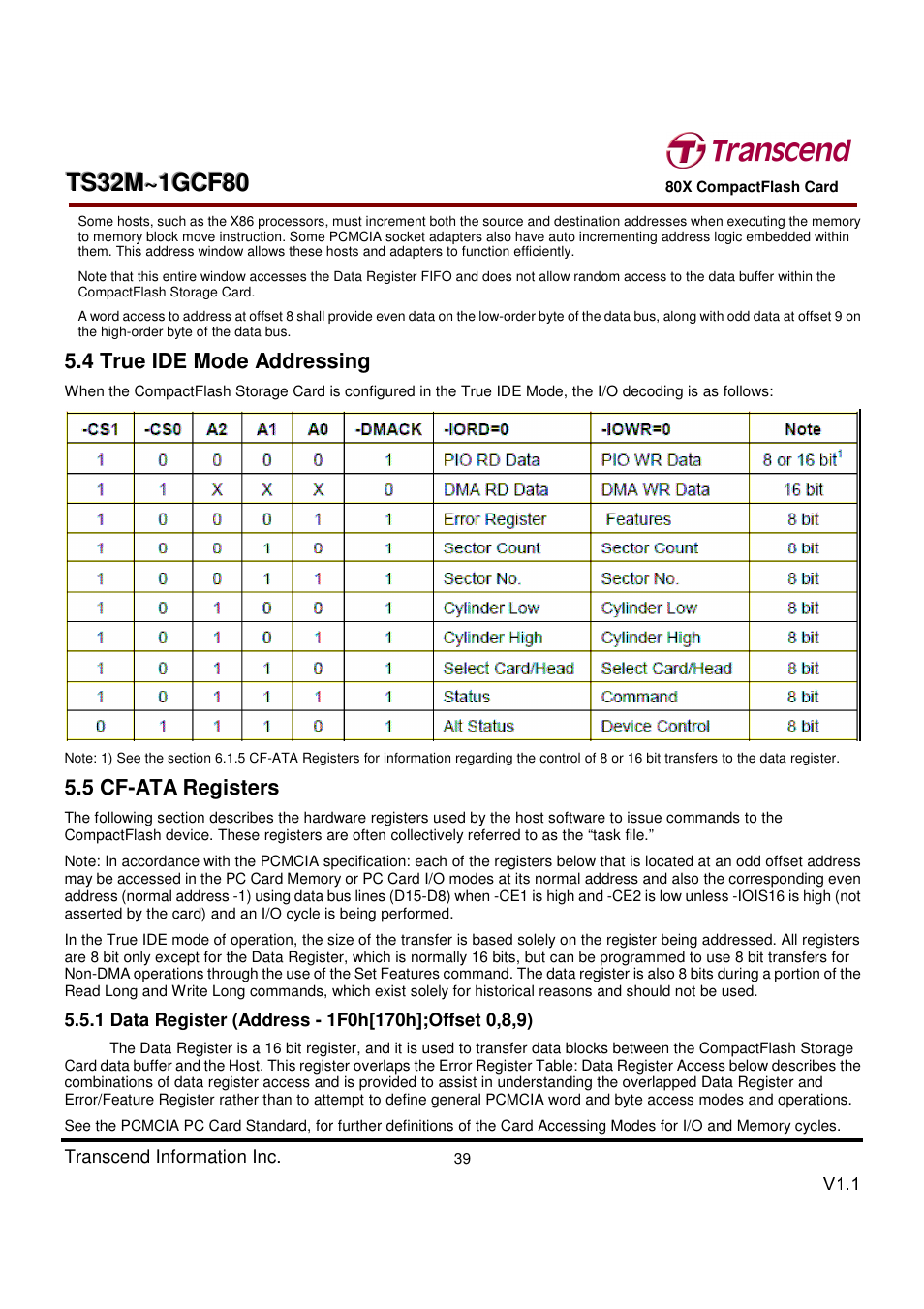Transcend Information Transcend CF 80X TS32M~1GCF80 User Manual | Page 39 / 82