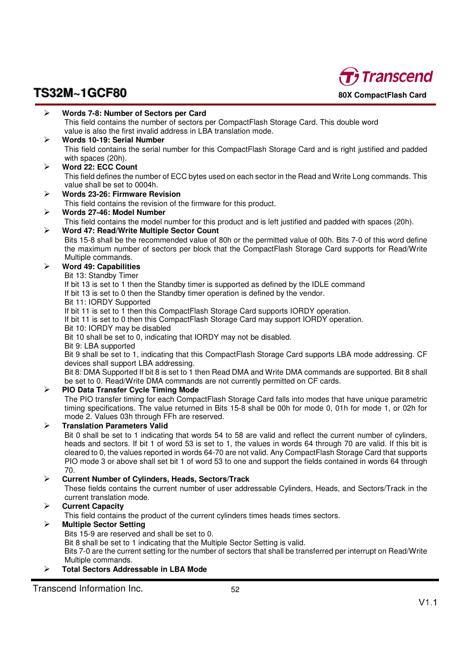 Transcend Information Transcend CF 80X TS32M~1GCF80 User Manual | Page 52 / 82