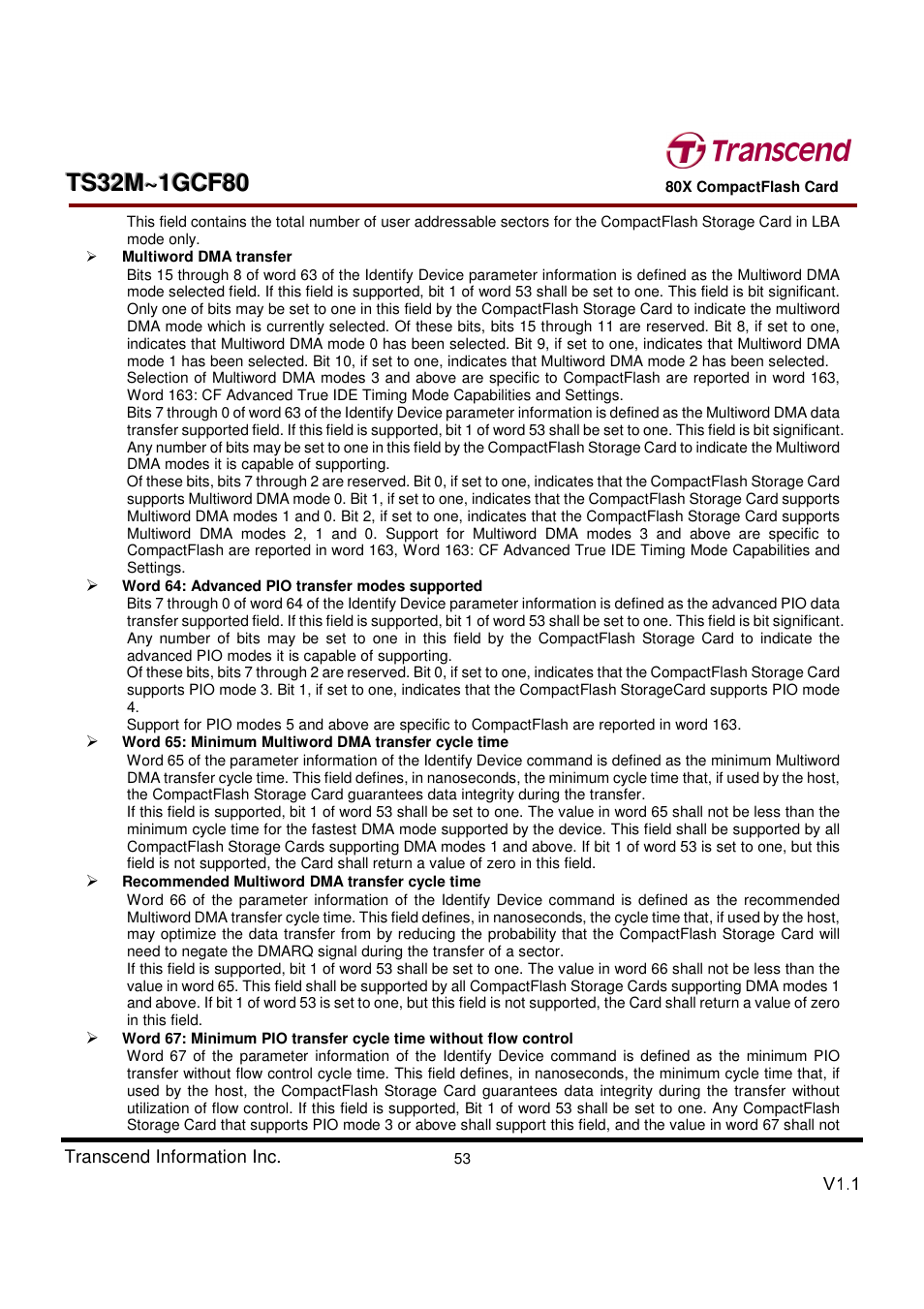 Transcend Information Transcend CF 80X TS32M~1GCF80 User Manual | Page 53 / 82