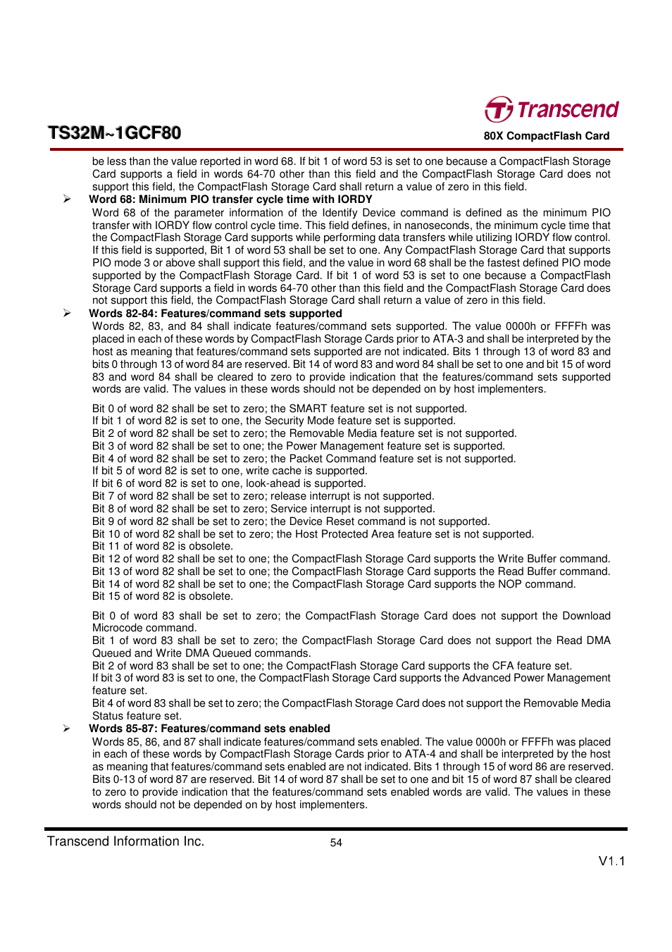 Transcend Information Transcend CF 80X TS32M~1GCF80 User Manual | Page 54 / 82