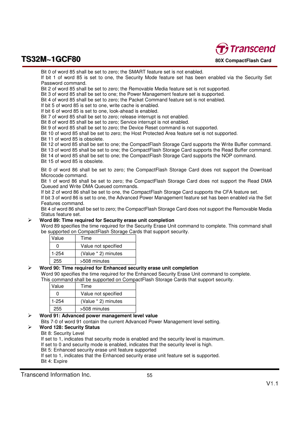 Transcend Information Transcend CF 80X TS32M~1GCF80 User Manual | Page 55 / 82