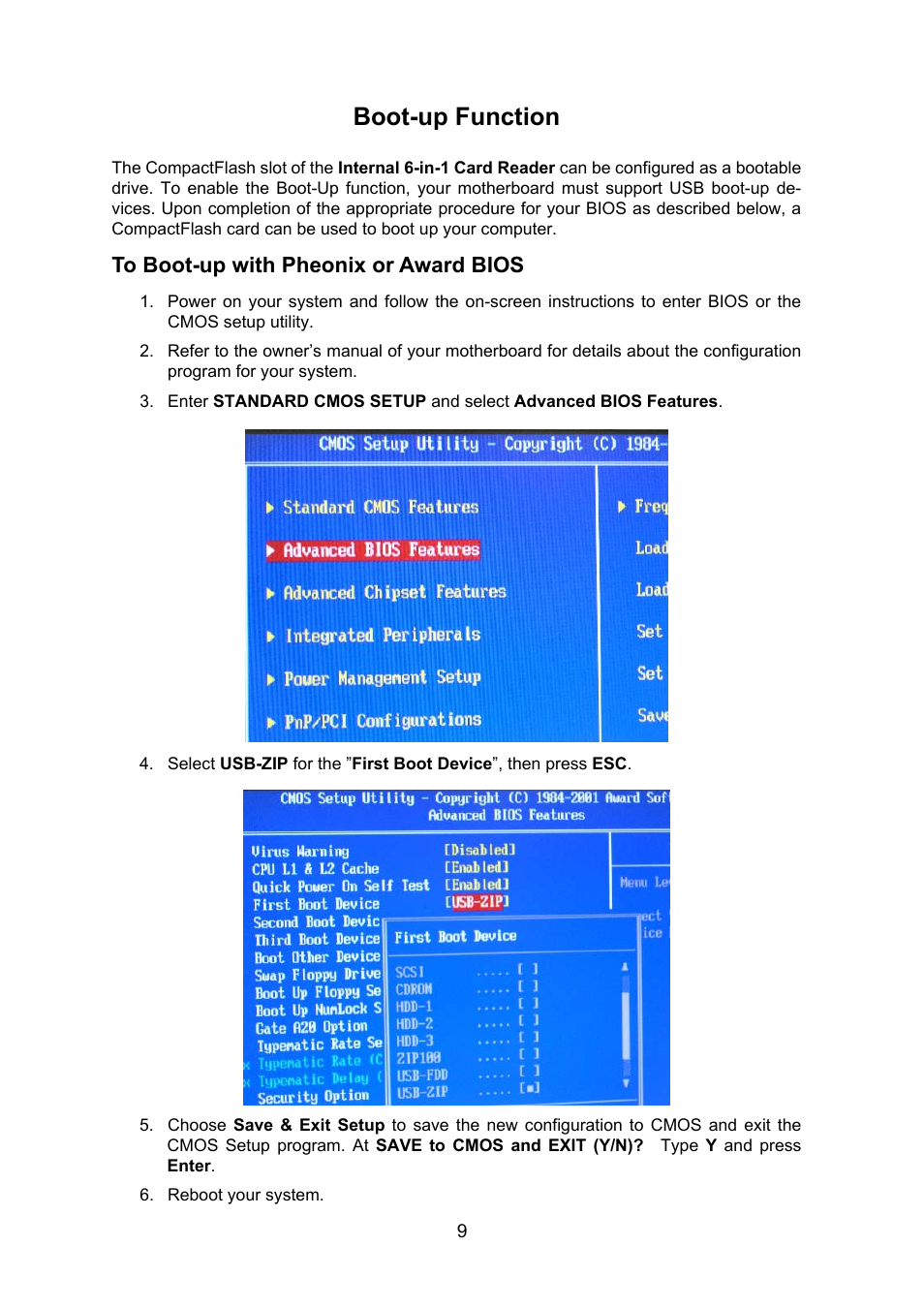 Boot-up function, To boot-up with pheonix or award bios | Transcend Information TS0MFLRD6E User Manual | Page 11 / 15
