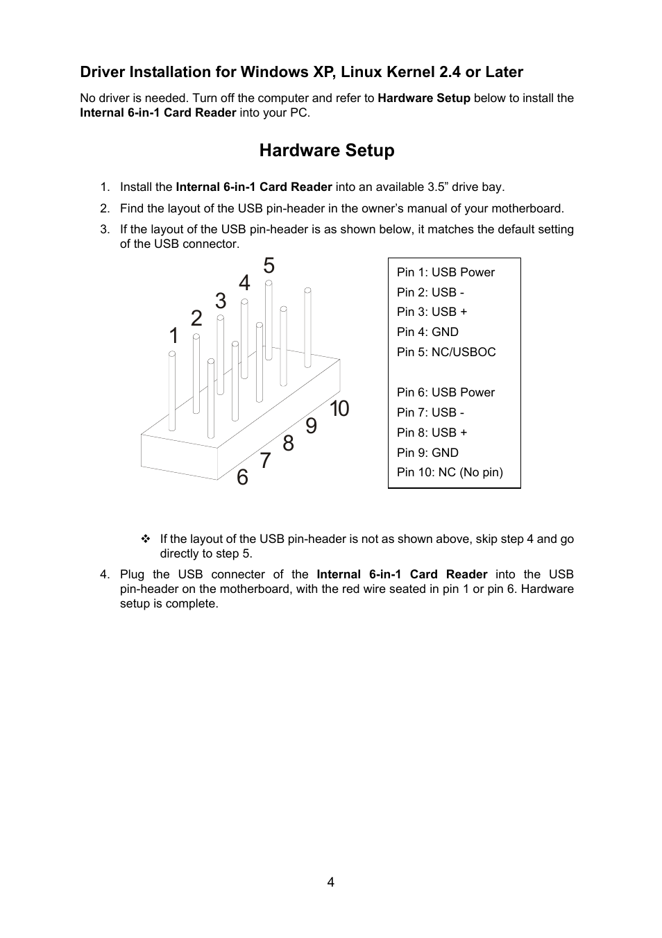 Hardware setup | Transcend Information TS0MFLRD6E User Manual | Page 6 / 15