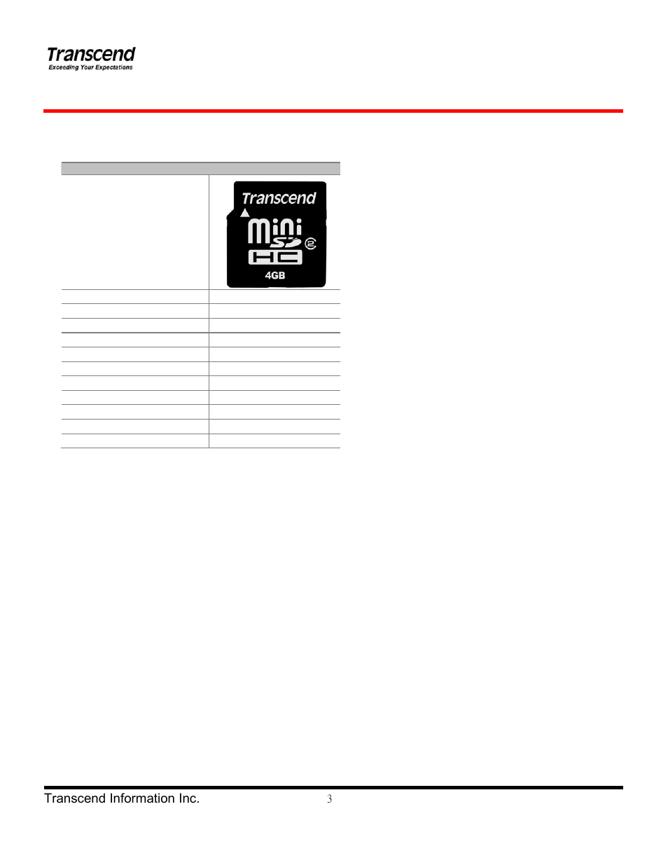 Transcend Information miniSDHC Card Series User Manual | Page 3 / 27