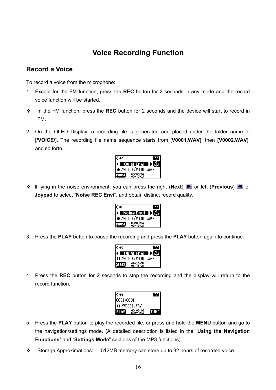 Voice recording functions, Record a voice, Voice recording function | Transcend Information T.sonicTM 612 User Manual | Page 19 / 39