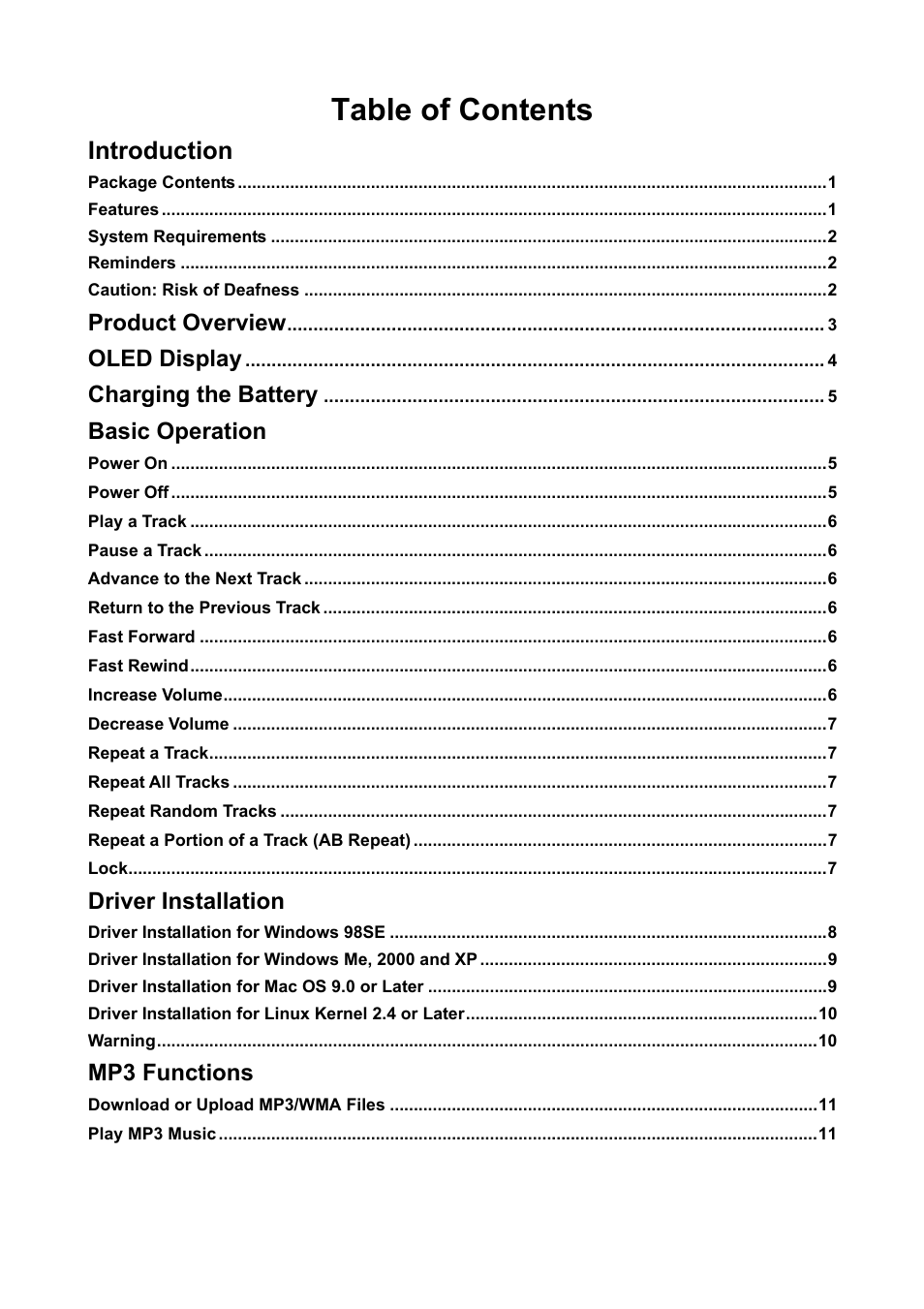Transcend Information T.sonicTM 612 User Manual | Page 2 / 39