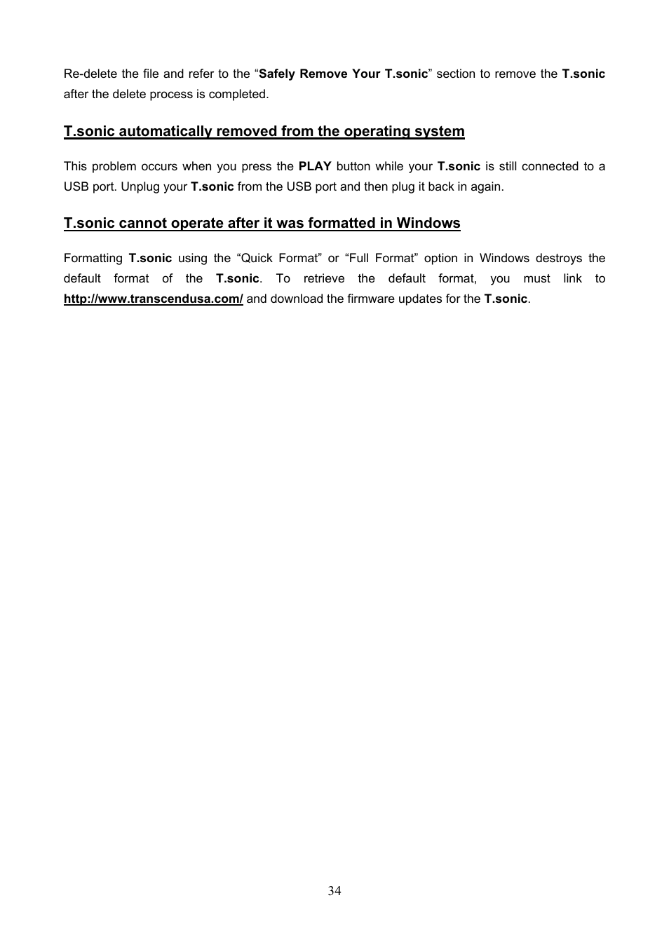 Transcend Information T.sonicTM 612 User Manual | Page 37 / 39