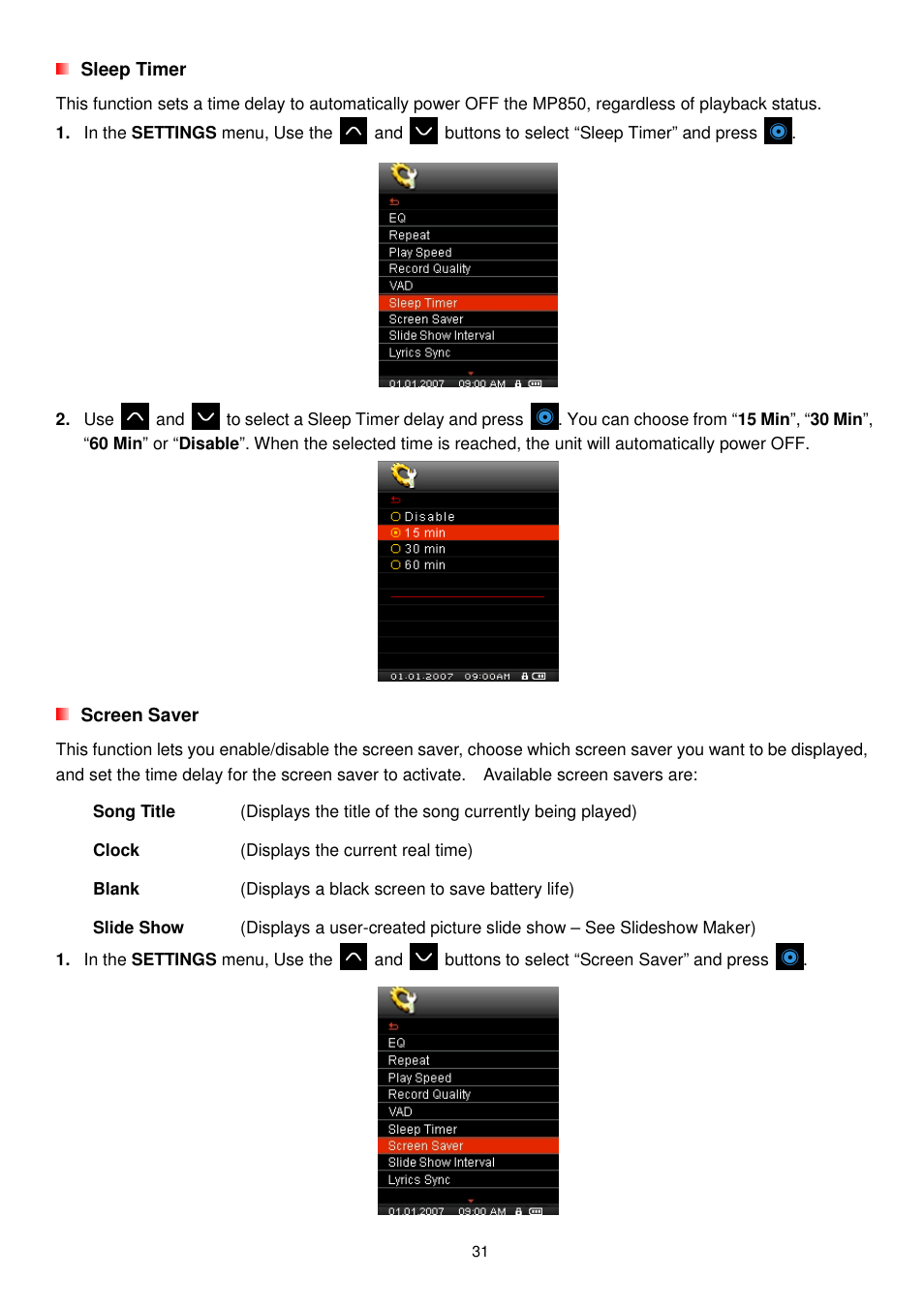 Transcend Information MP850 User Manual | Page 31 / 57