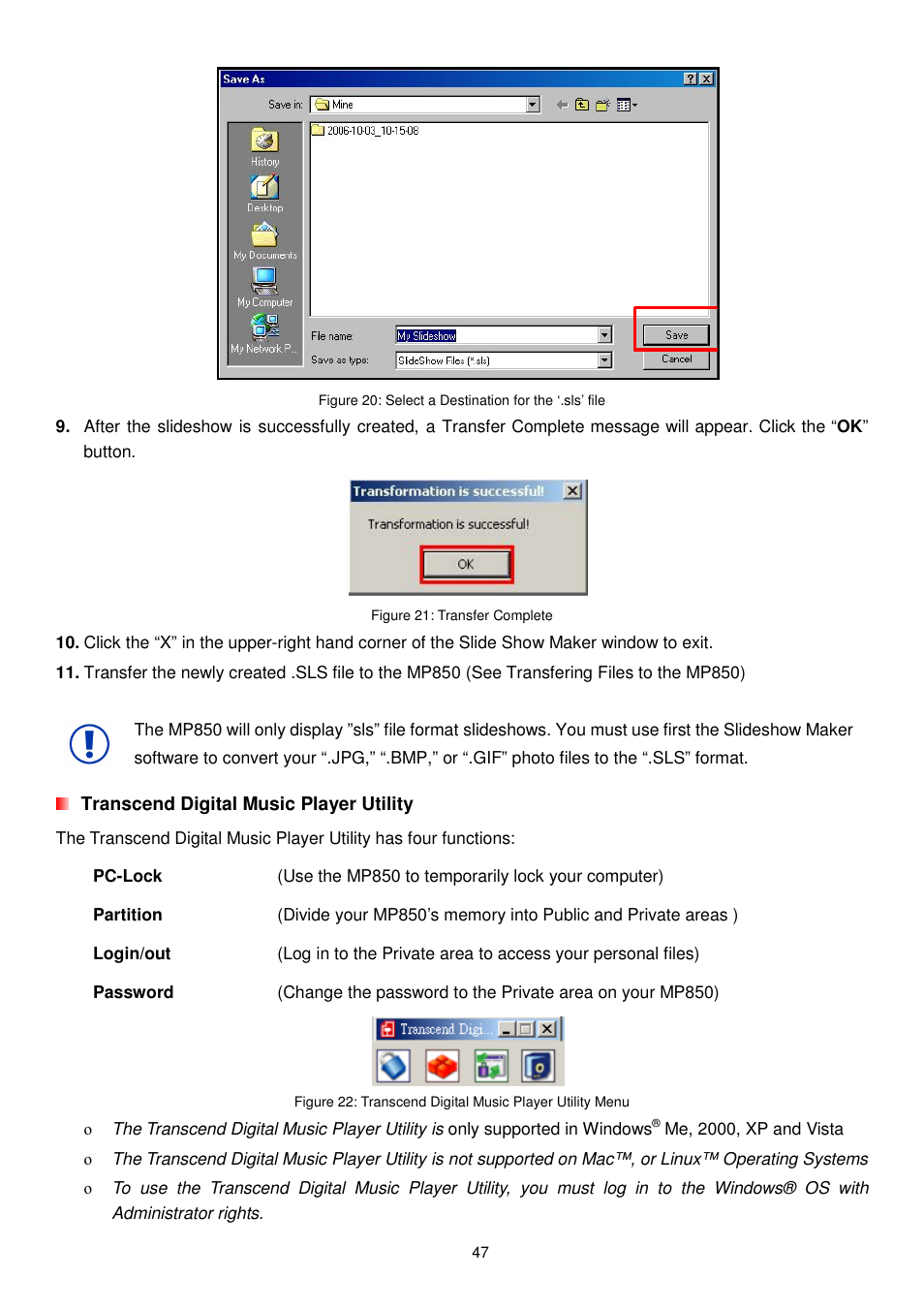 Transcend Information MP850 User Manual | Page 47 / 57