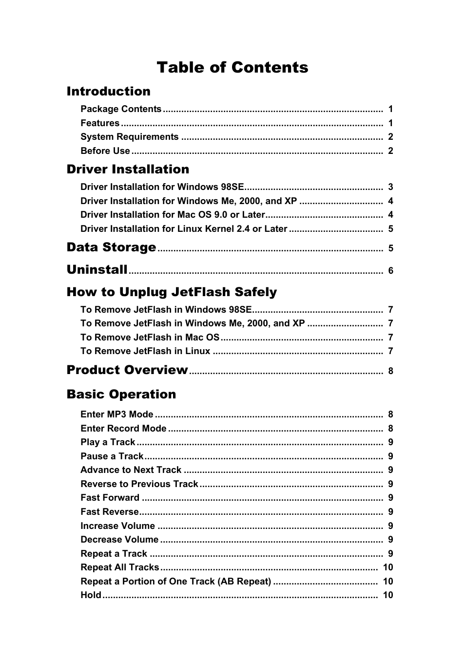 Transcend Information USB JetFlash User Manual | Page 2 / 30