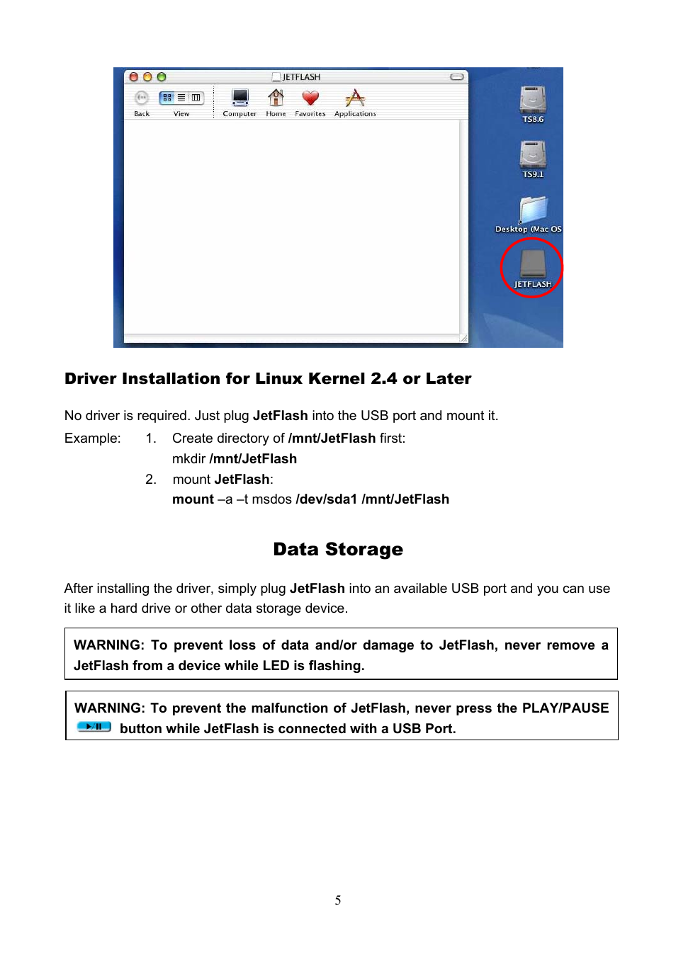 Data storage | Transcend Information USB JetFlash User Manual | Page 8 / 30