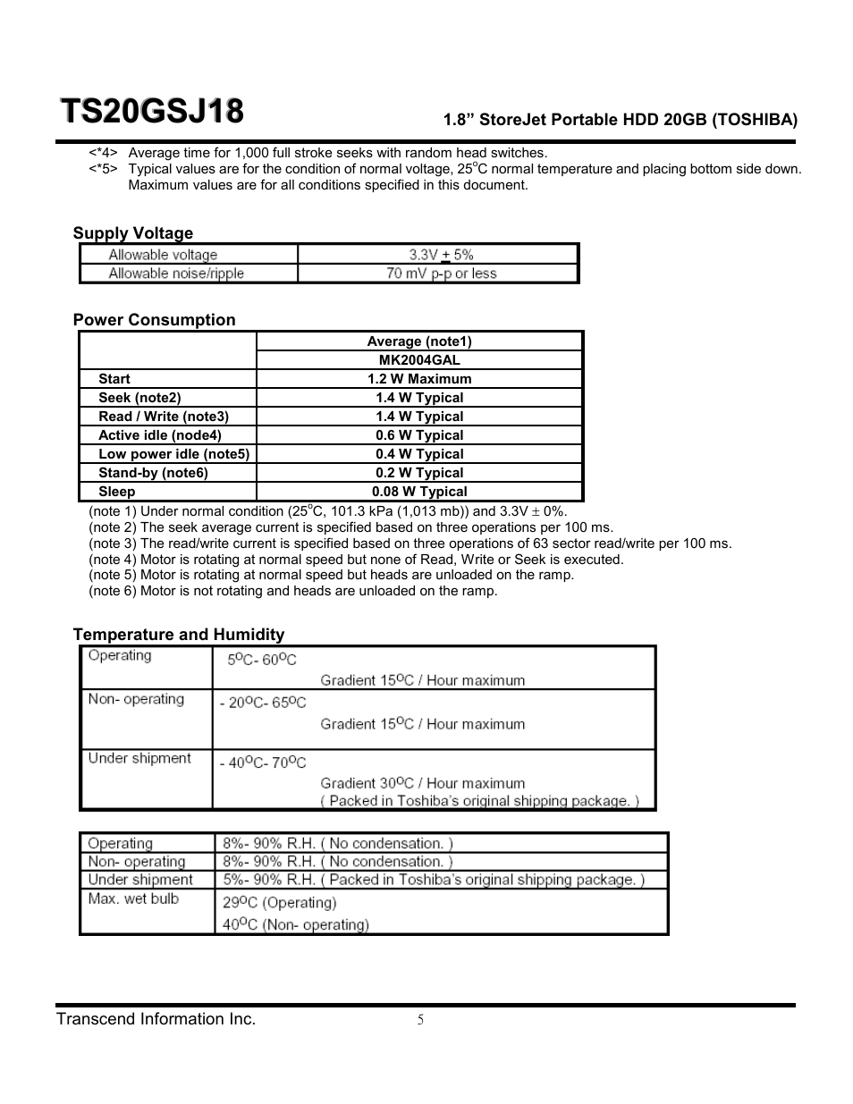 Transcend Information 1.8" StoreJet Portable HDD 20GB (TOSHIBA) TS20GSJ18 User Manual | Page 5 / 6