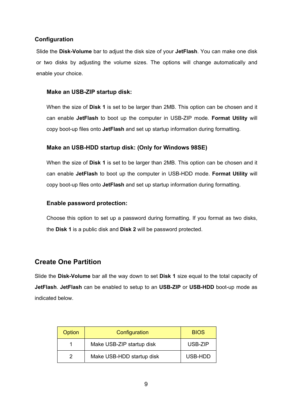 Create one partition | Transcend Information TS128M~8GJF2A User Manual | Page 11 / 25