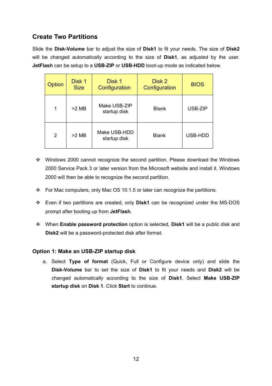 Create two partitions | Transcend Information TS128M~8GJF2A User Manual | Page 14 / 25