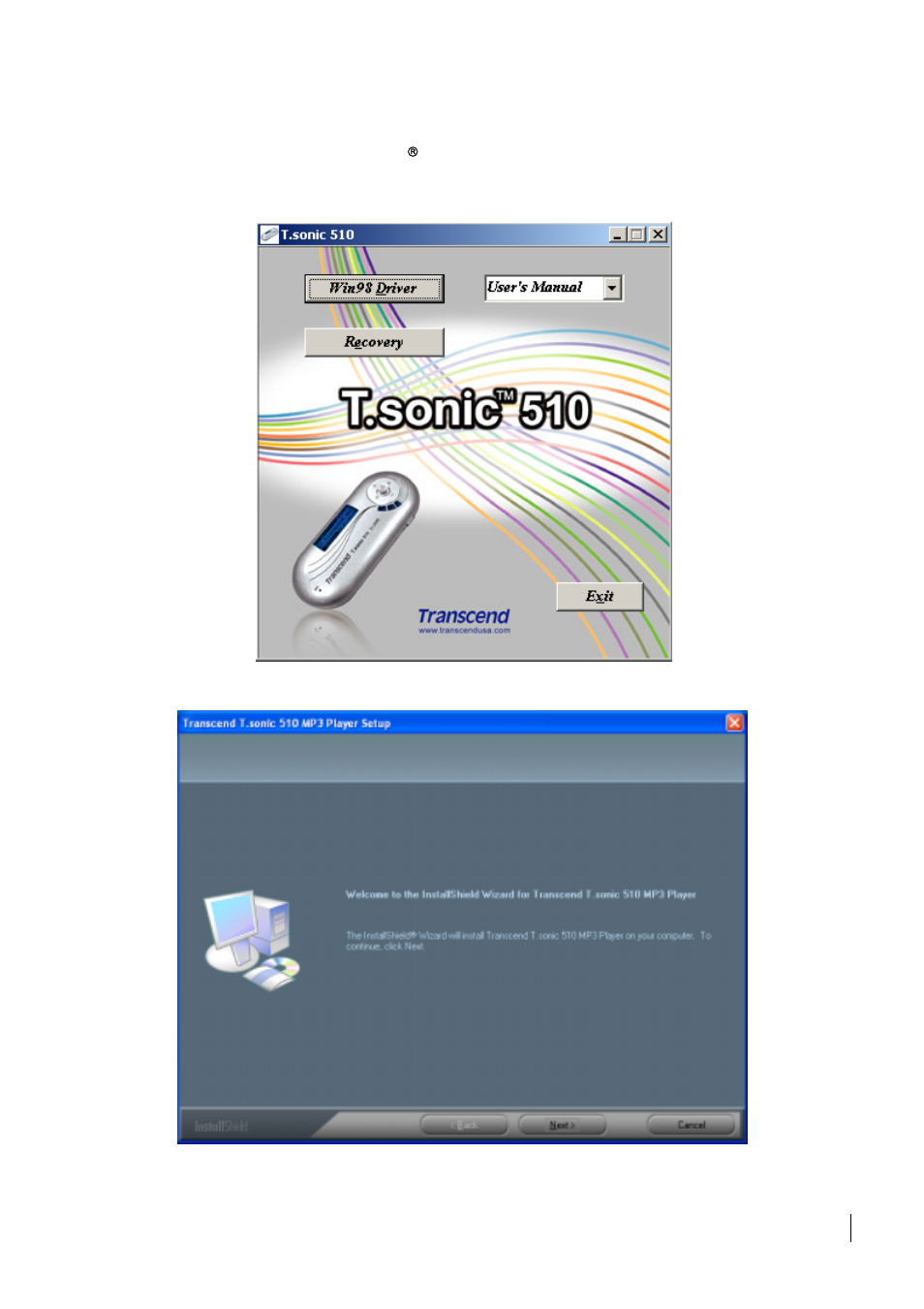 Driver installation, Driver installation for windows, 98se | Transcend Information Transcend T.sonic 510 User Manual | Page 9 / 31