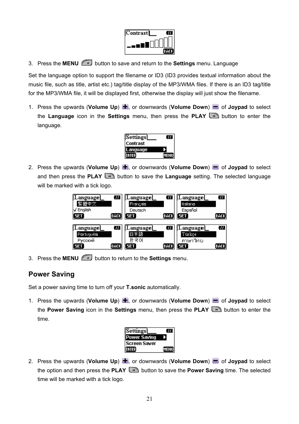 Power saving | Transcend Information 610 User Manual | Page 24 / 40