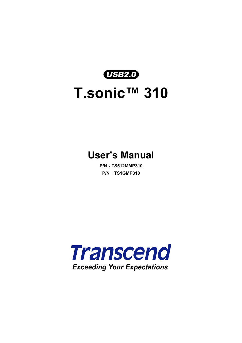 Transcend Information T sonic 310 User Manual | 21 pages
