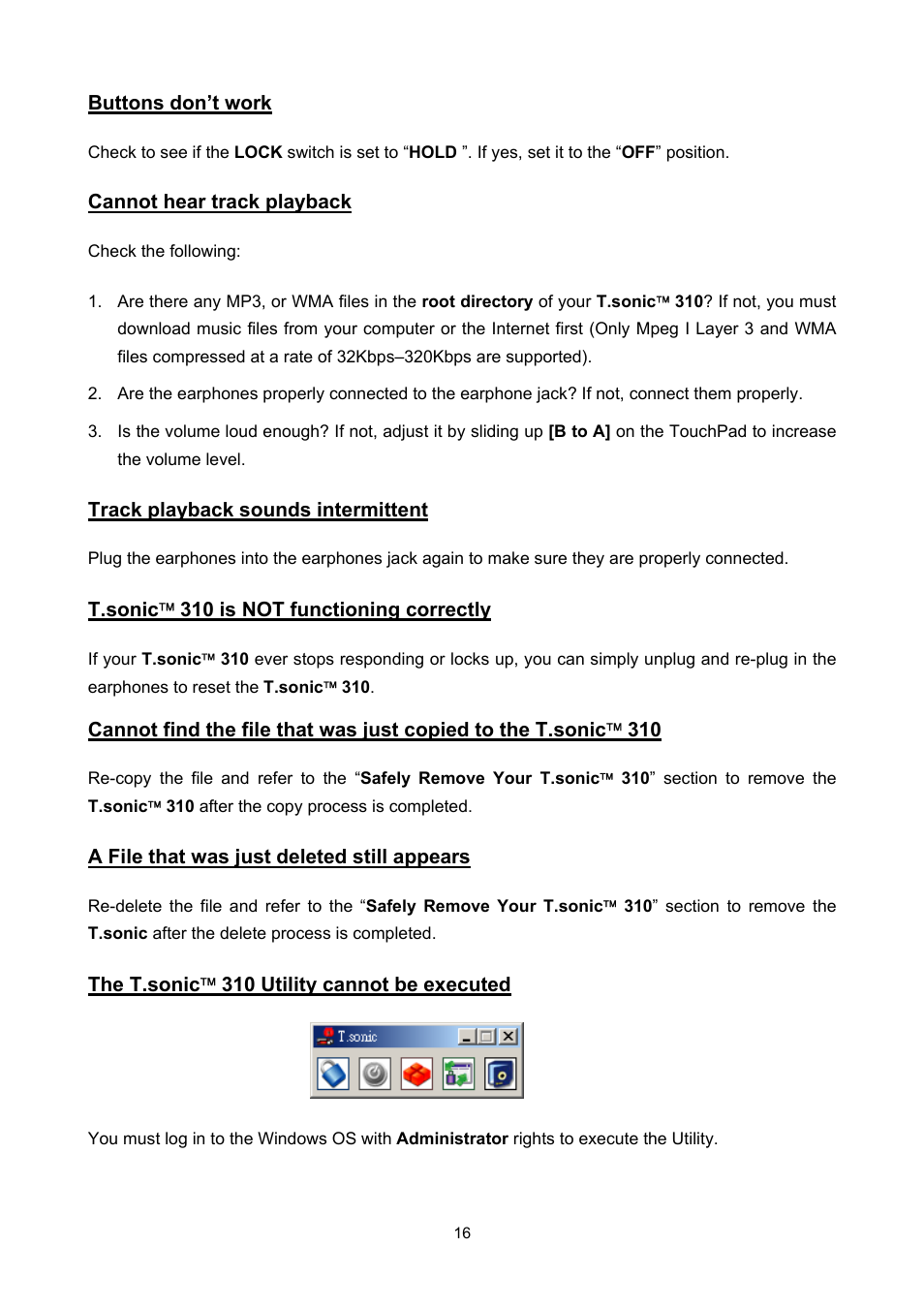 Transcend Information T sonic 310 User Manual | Page 19 / 21