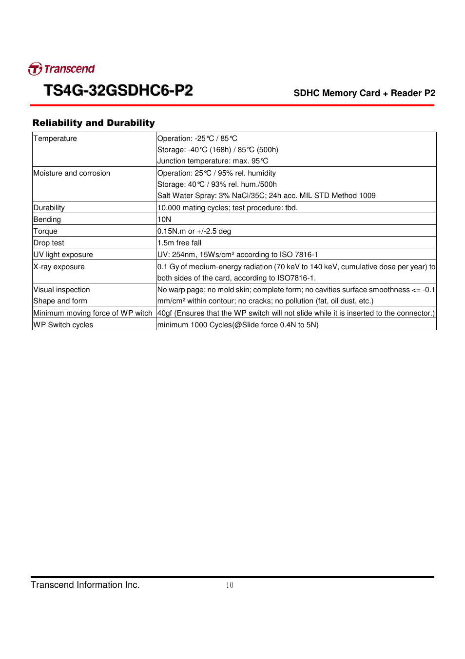 Transcend Information TS4G-32GSDHC6-P2 User Manual | Page 10 / 27