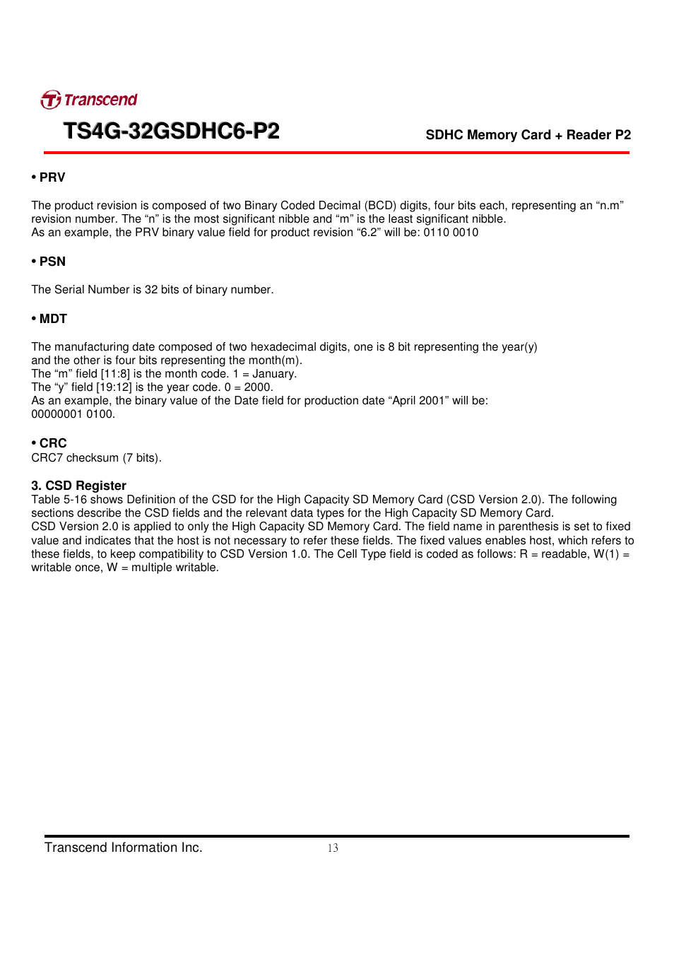 Transcend Information TS4G-32GSDHC6-P2 User Manual | Page 13 / 27